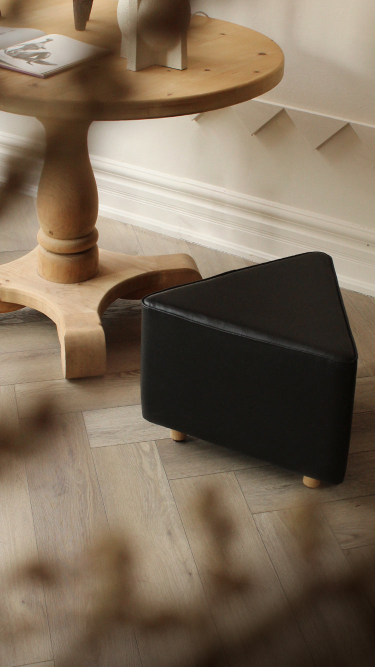 Vintage Triangular Vinyl Ottoman