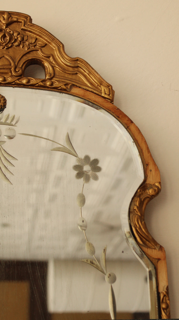 Antique Italian Wooden Frame Mirror