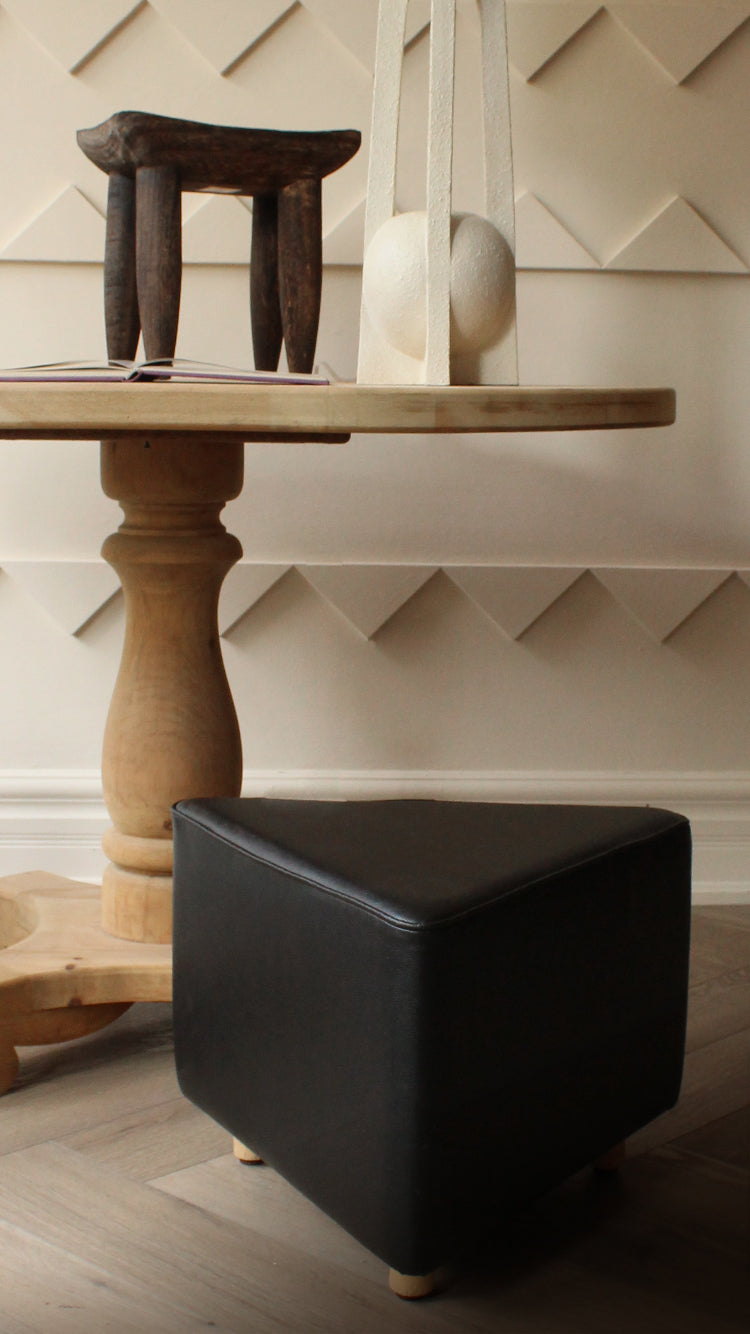 Vintage Triangular Vinyl Ottoman