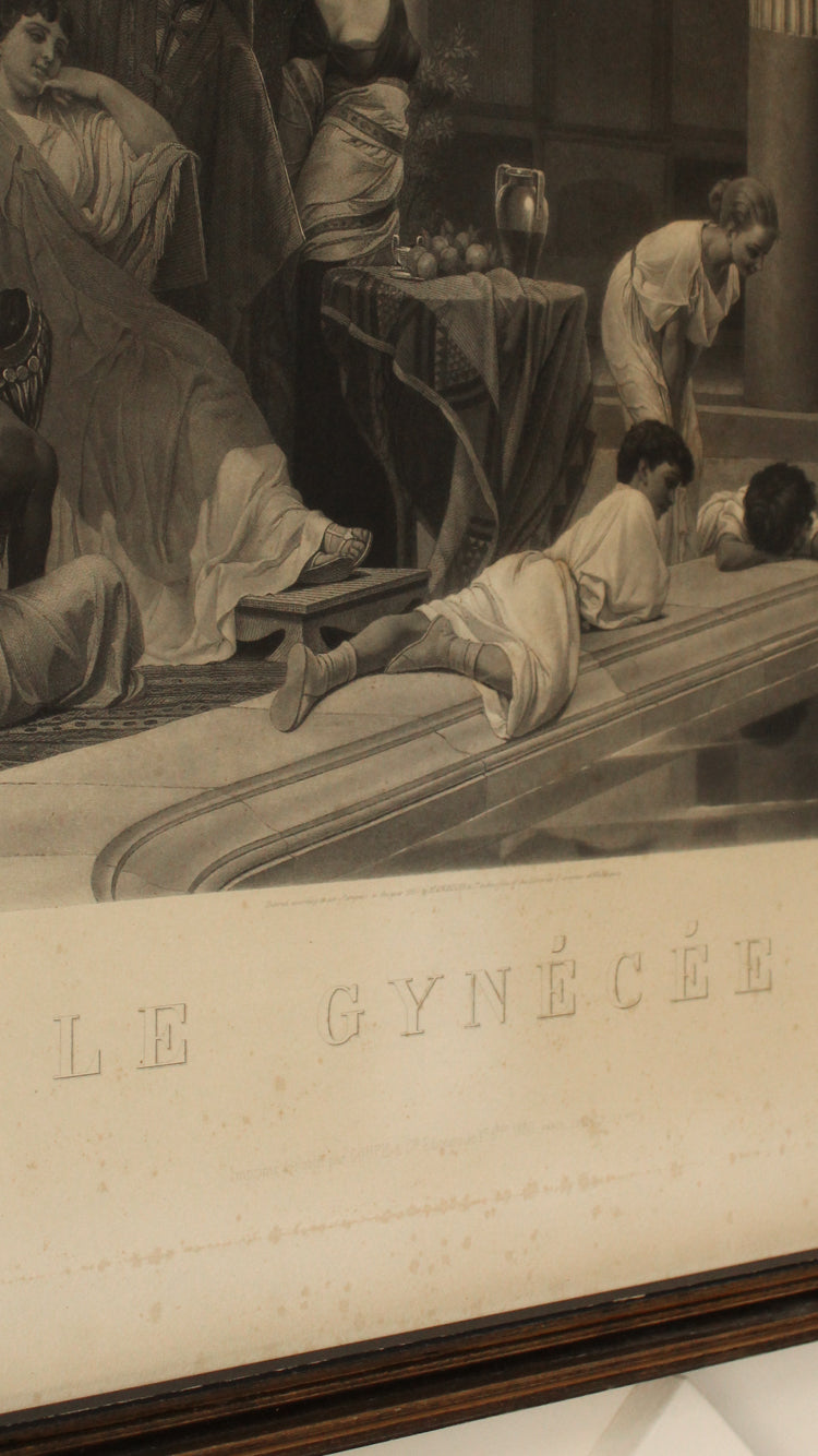 Distressed Vintage 'Le Gynécée' Framed Print by Gustave Boulanger