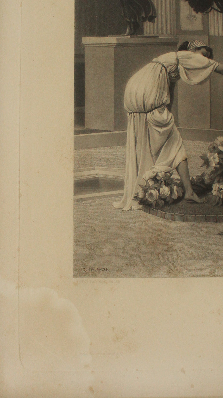 Distressed Vintage 'Le Gynécée' Framed Print by Gustave Boulanger