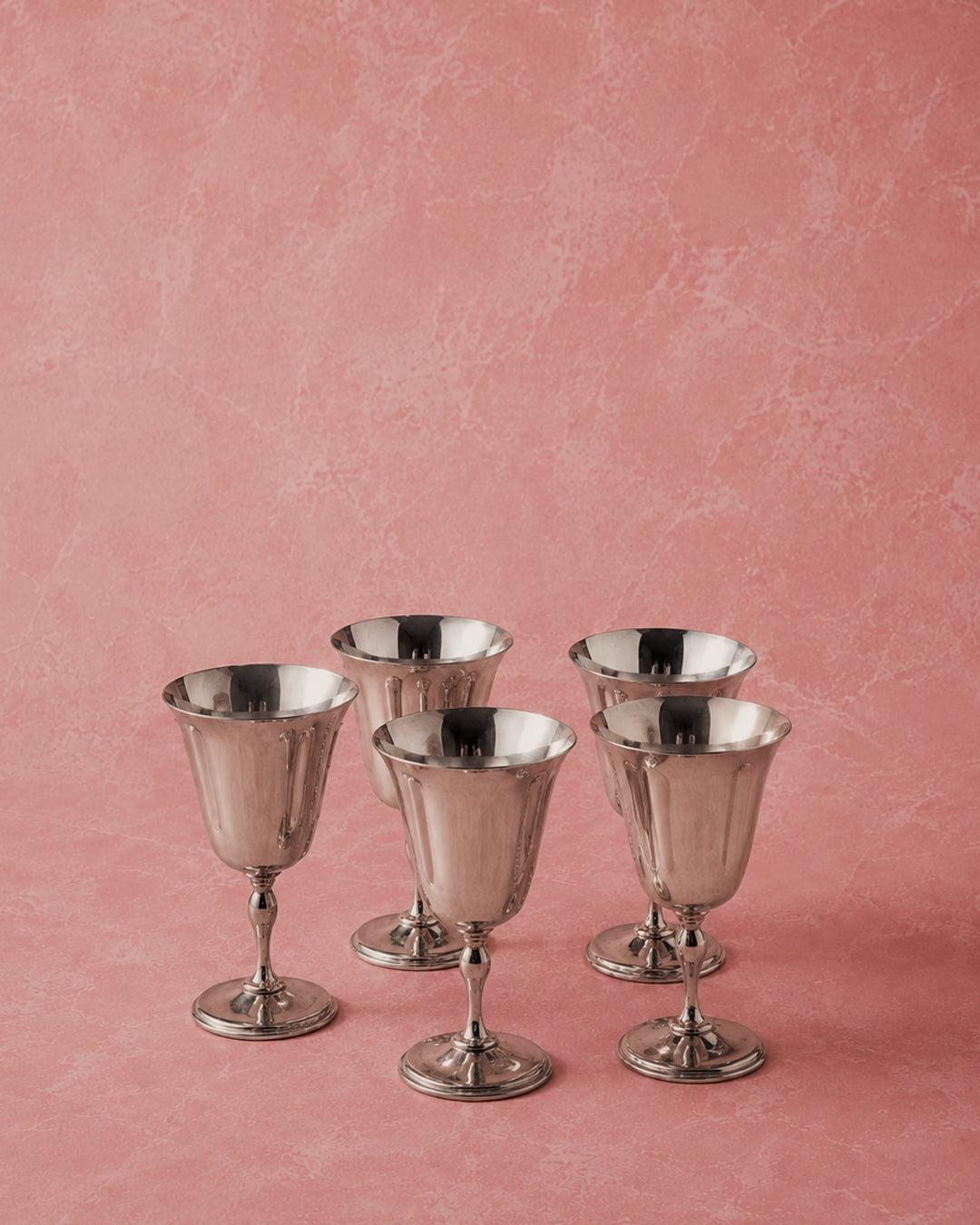 Set of 5 Vintage Silver-Plated Wine Goblets