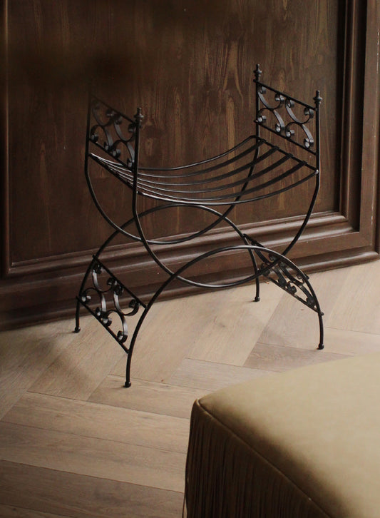 Vintage Spanish Revival Metal Stool