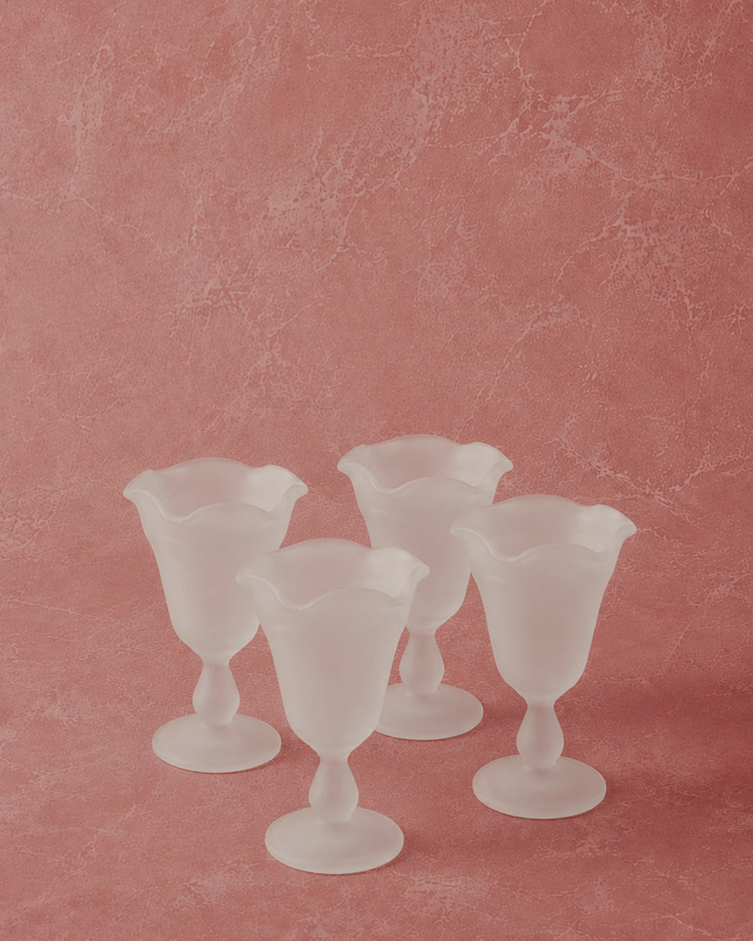 Set of 4 Vintage Frosted Glass Cups
