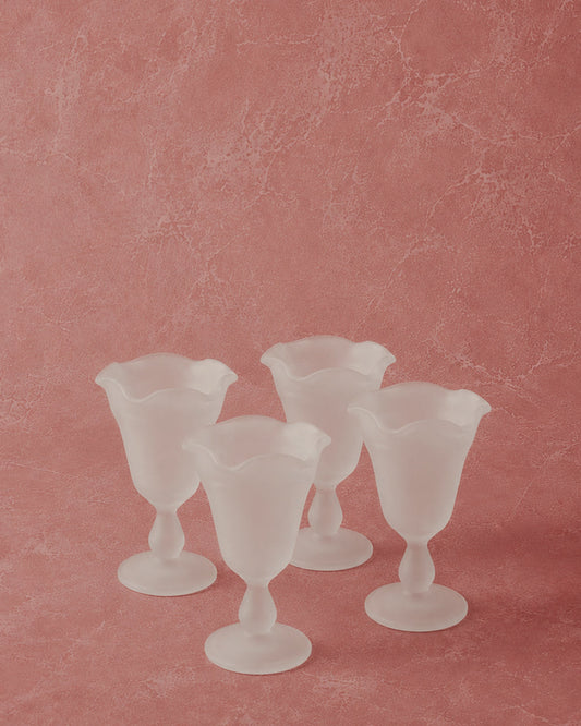 Set of 4 Vintage Frosted Glass Cups