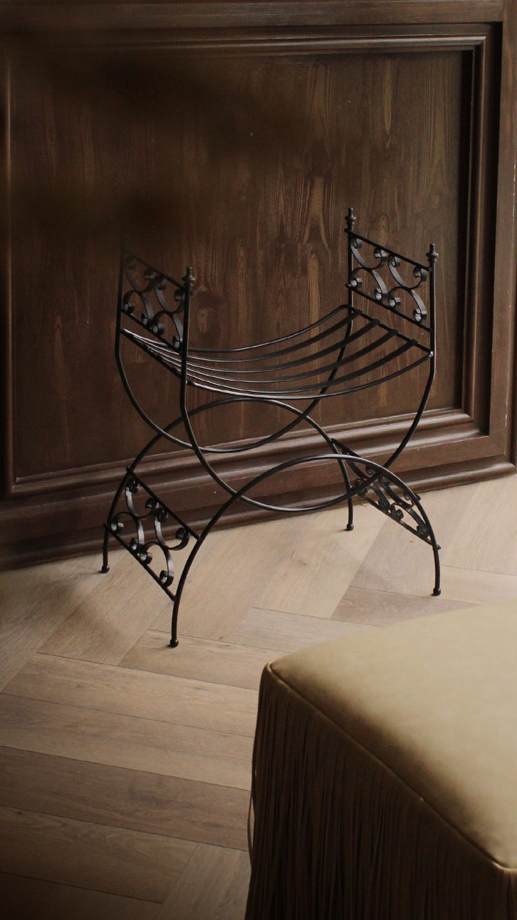 Vintage Spanish Revival Metal Stool