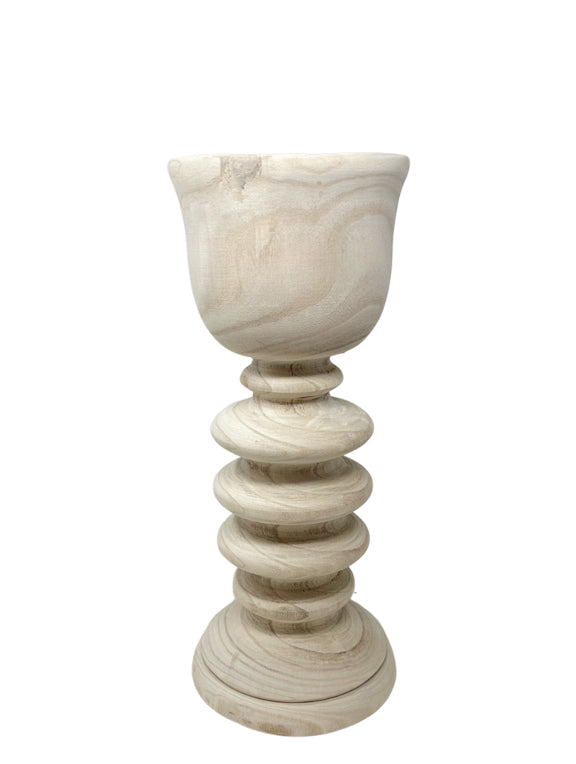Turned Wood Totem Vessel