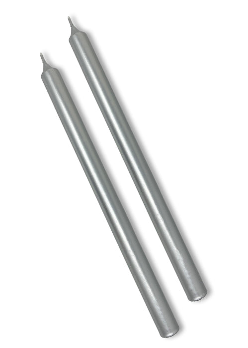 Silver Metallic Taper Candles