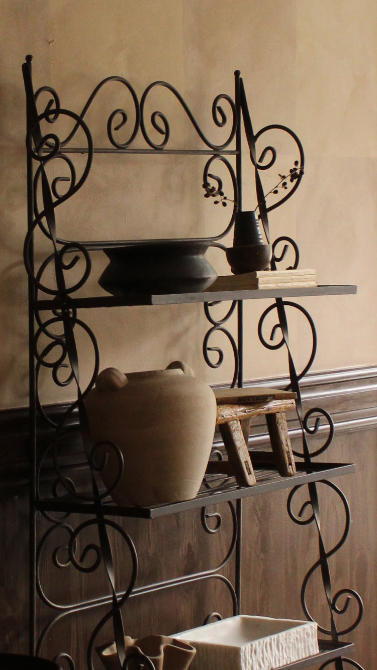 Vintage Wrought Iron Baker's Rack Shelf