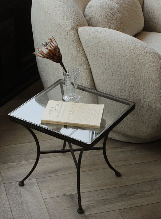 Vintage Mid Century Glass & Metal Side Table
