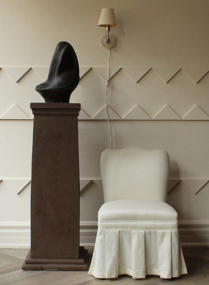 Vintage Lime Painted Wooden Pedestal
