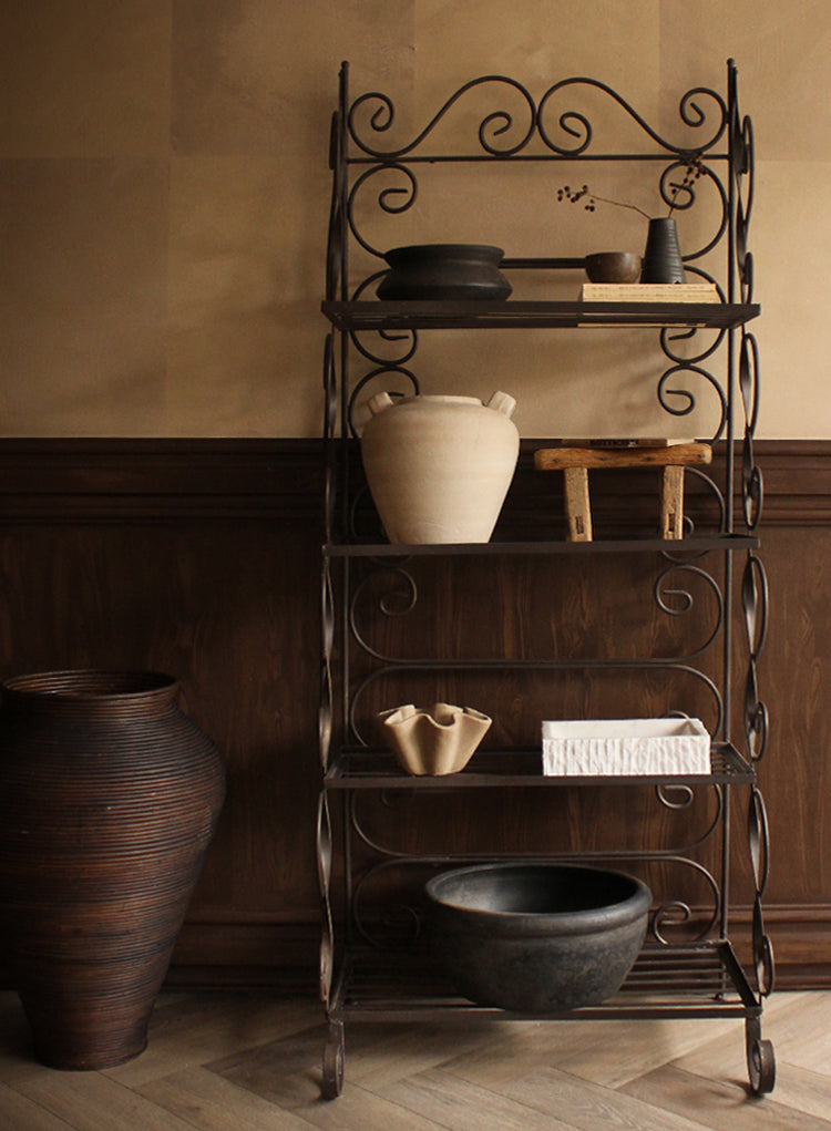 Vintage Wrought Iron Baker's Rack Shelf