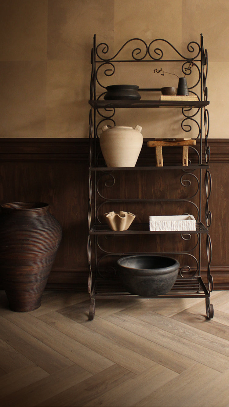 Vintage Wrought Iron Baker's Rack Shelf