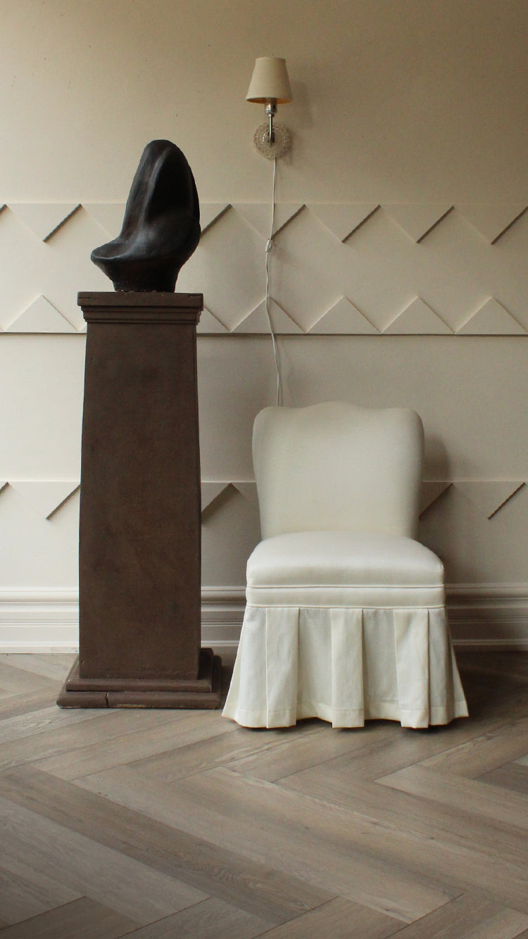 Vintage Lime Painted Wooden Pedestal