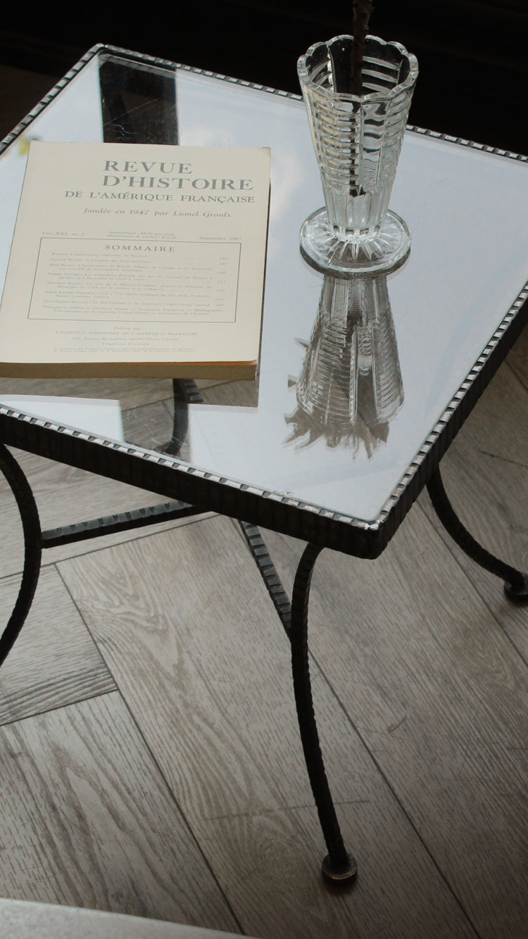 Vintage Mid Century Glass & Metal Side Table
