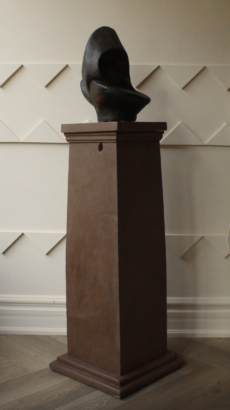 Vintage Lime Painted Wooden Pedestal