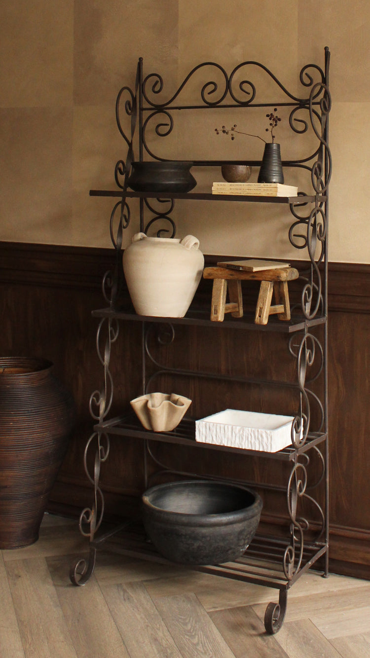 Vintage Wrought Iron Baker's Rack Shelf