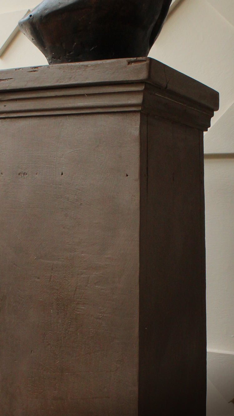 Vintage Lime Painted Wooden Pedestal