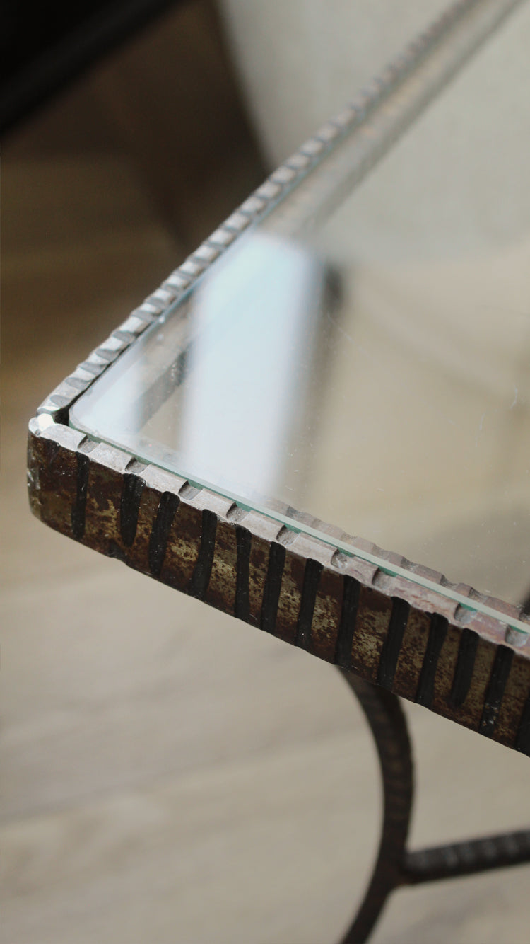 Vintage Mid Century Glass & Metal Side Table
