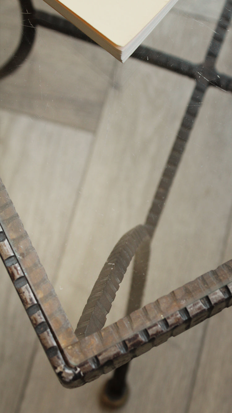 Vintage Mid Century Glass & Metal Side Table
