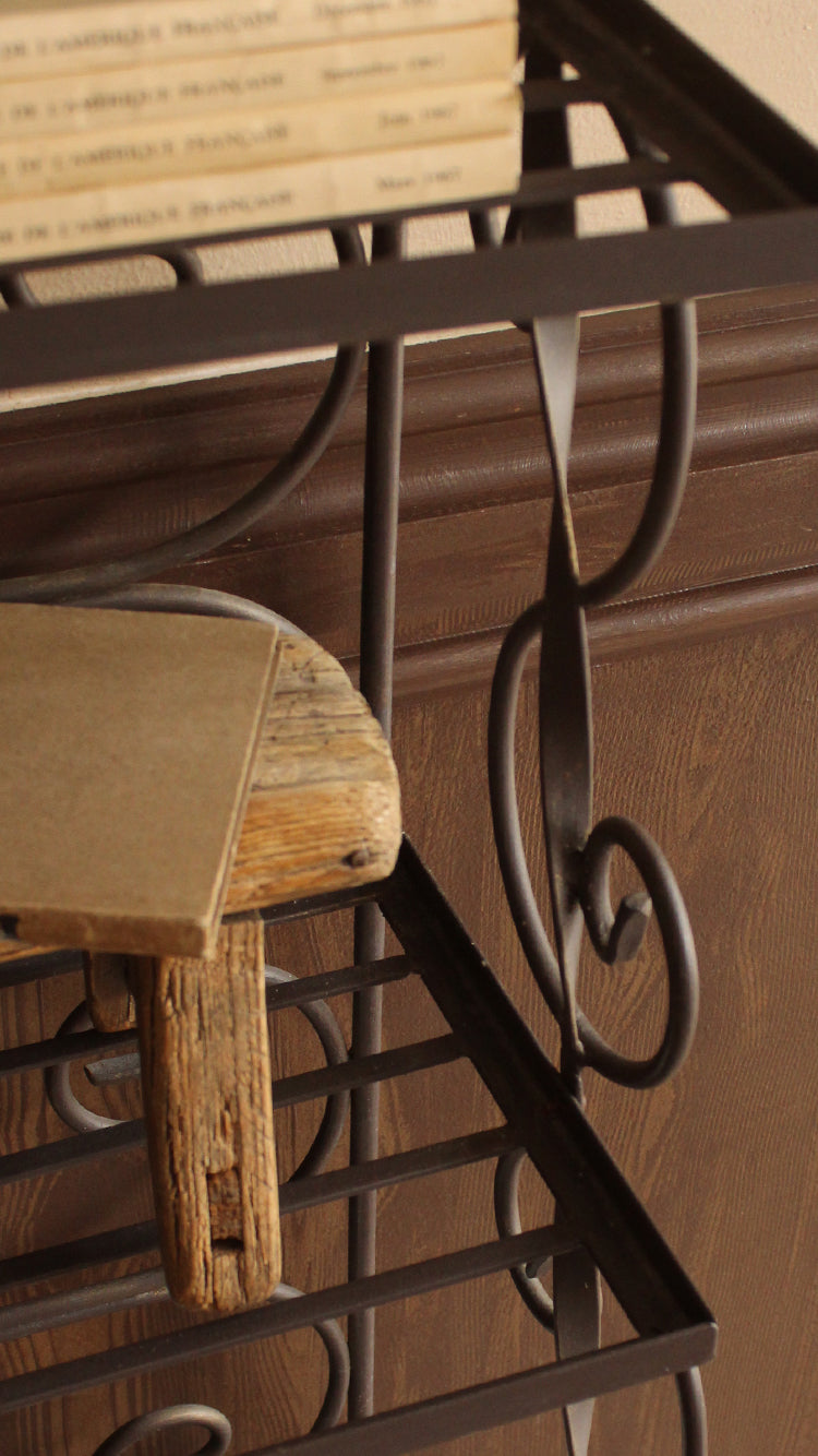 Vintage Wrought Iron Baker's Rack Shelf