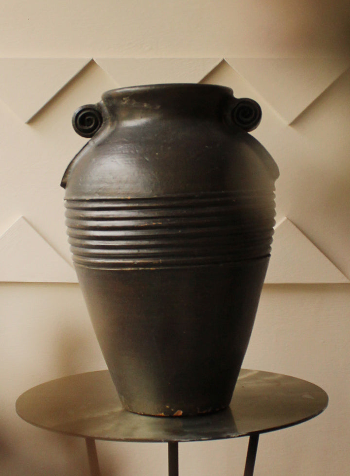 Vintage Brown Clay Handled Vessel