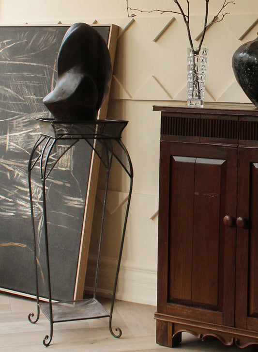 Vintage Woven Distressed Metal Pedestal