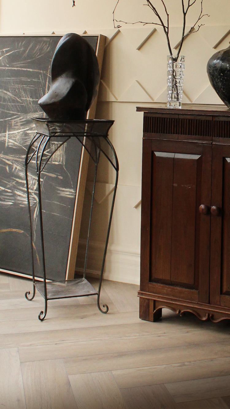 Vintage Woven Distressed Metal Pedestal