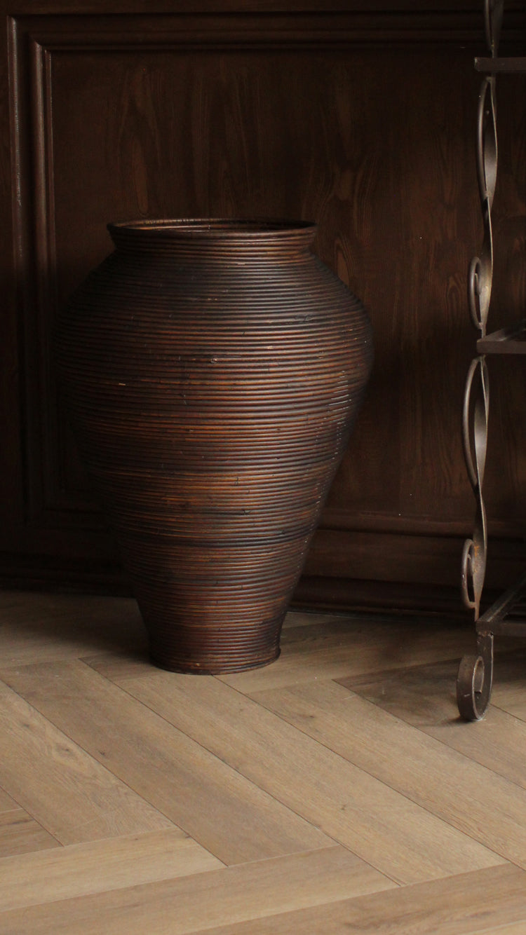 Vintage Pencil Reed Floor Pot