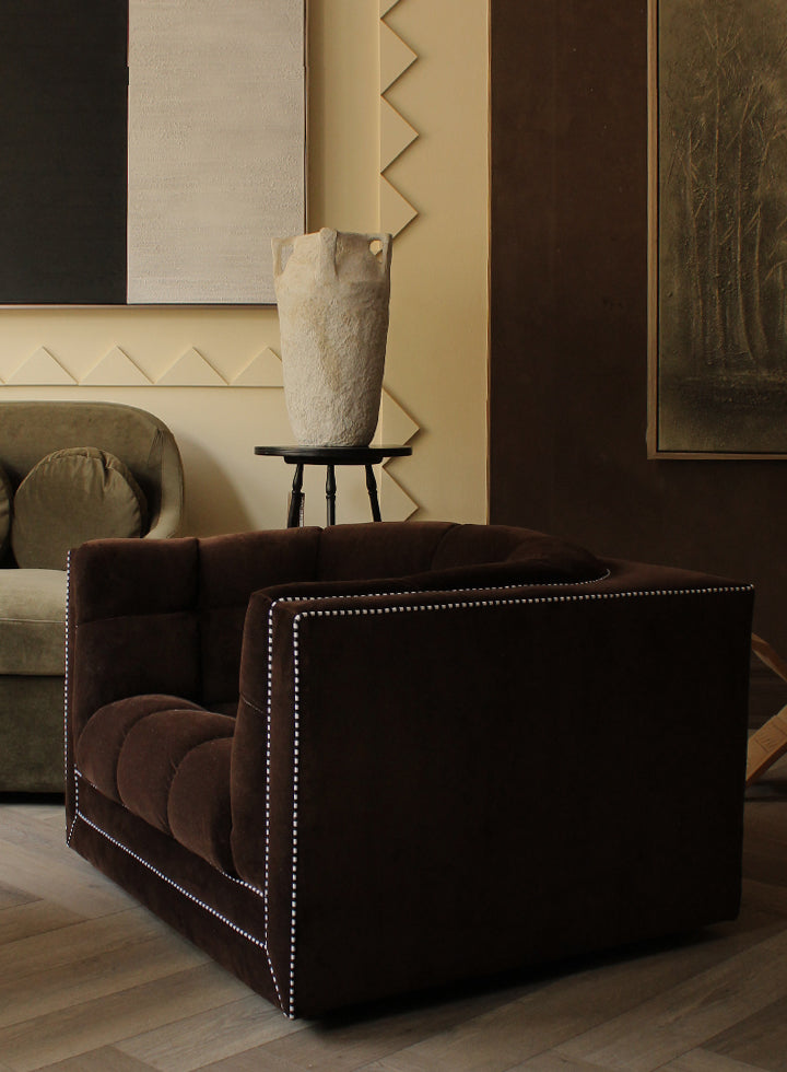 Vintage Brown Velvet Club Chair