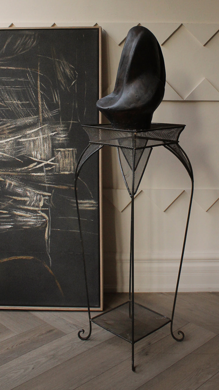 Vintage Woven Distressed Metal Pedestal