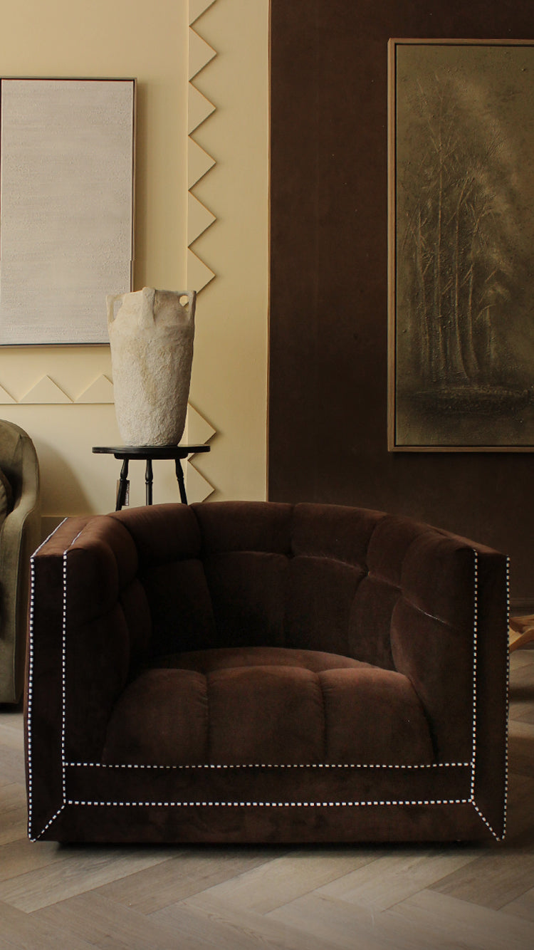 Vintage Brown Velvet Club Chair