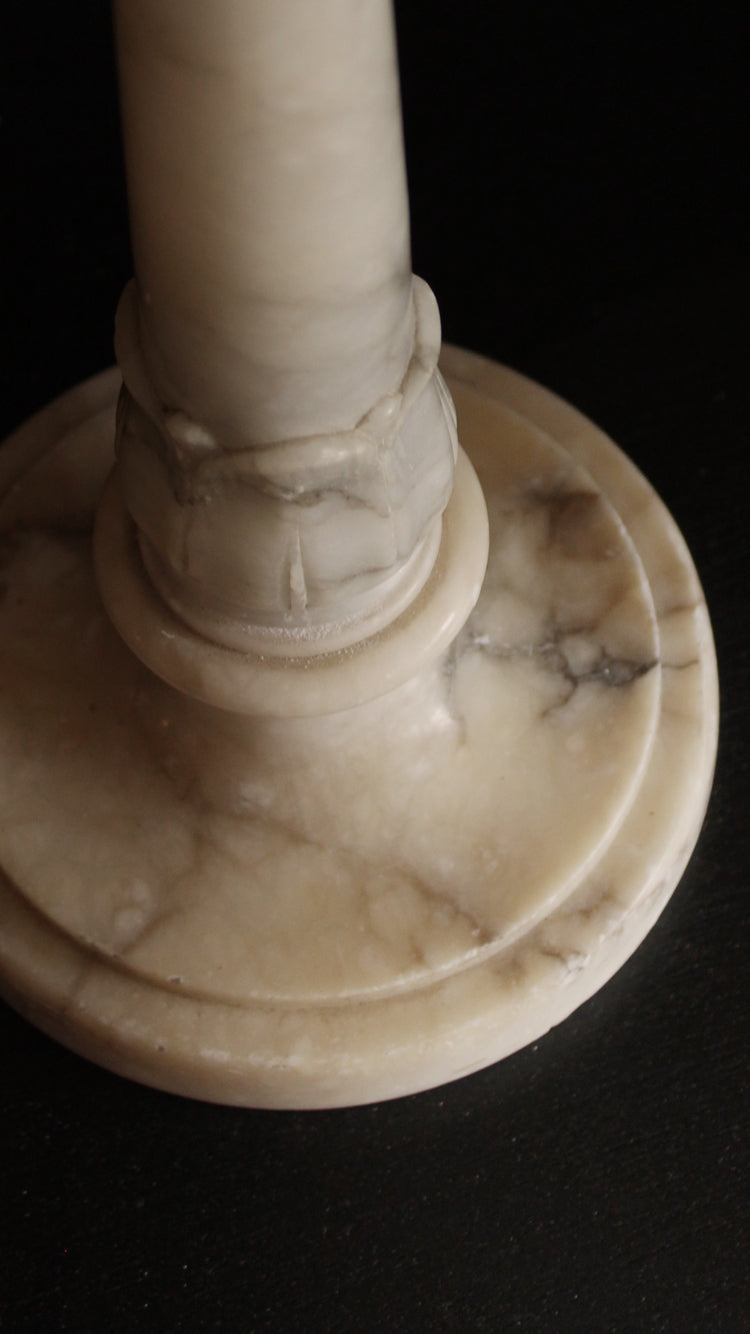 Vintage Marble Lamp With Milk Glass Globe