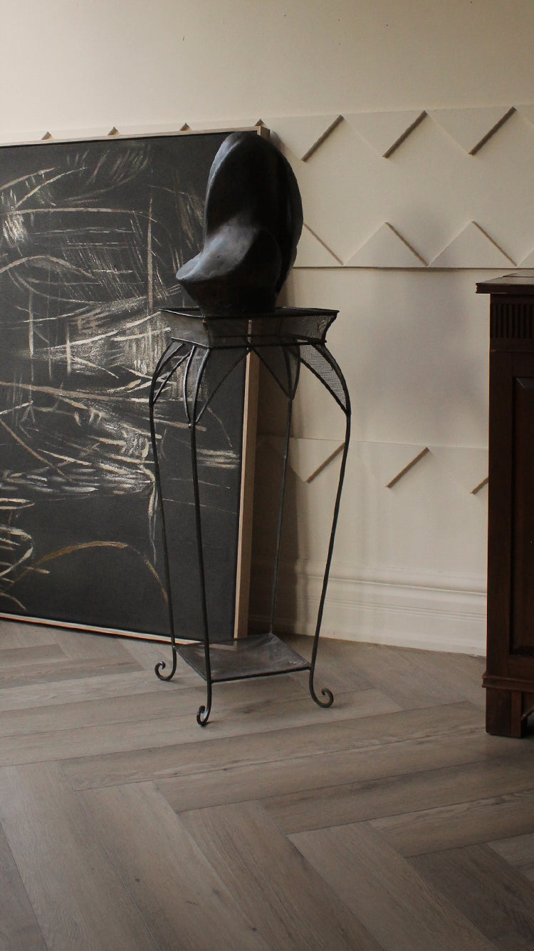 Vintage Woven Distressed Metal Pedestal