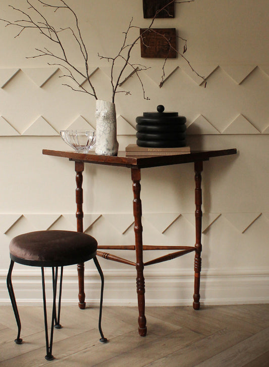 Vintage Distressed Wooden Triangular Console