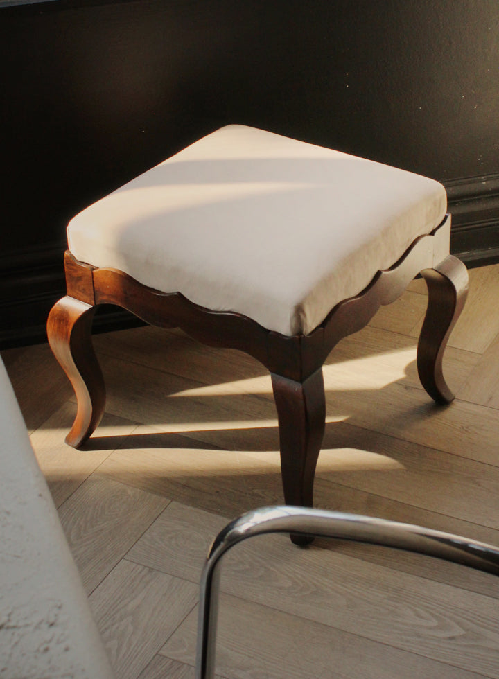 Antique Scalloped Edge Velvet Stool