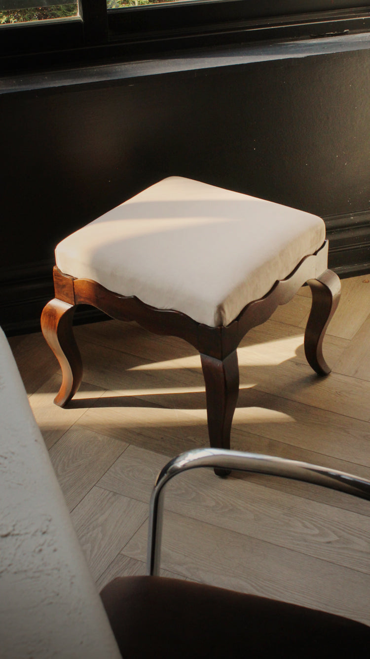 Antique Scalloped Edge Velvet Stool