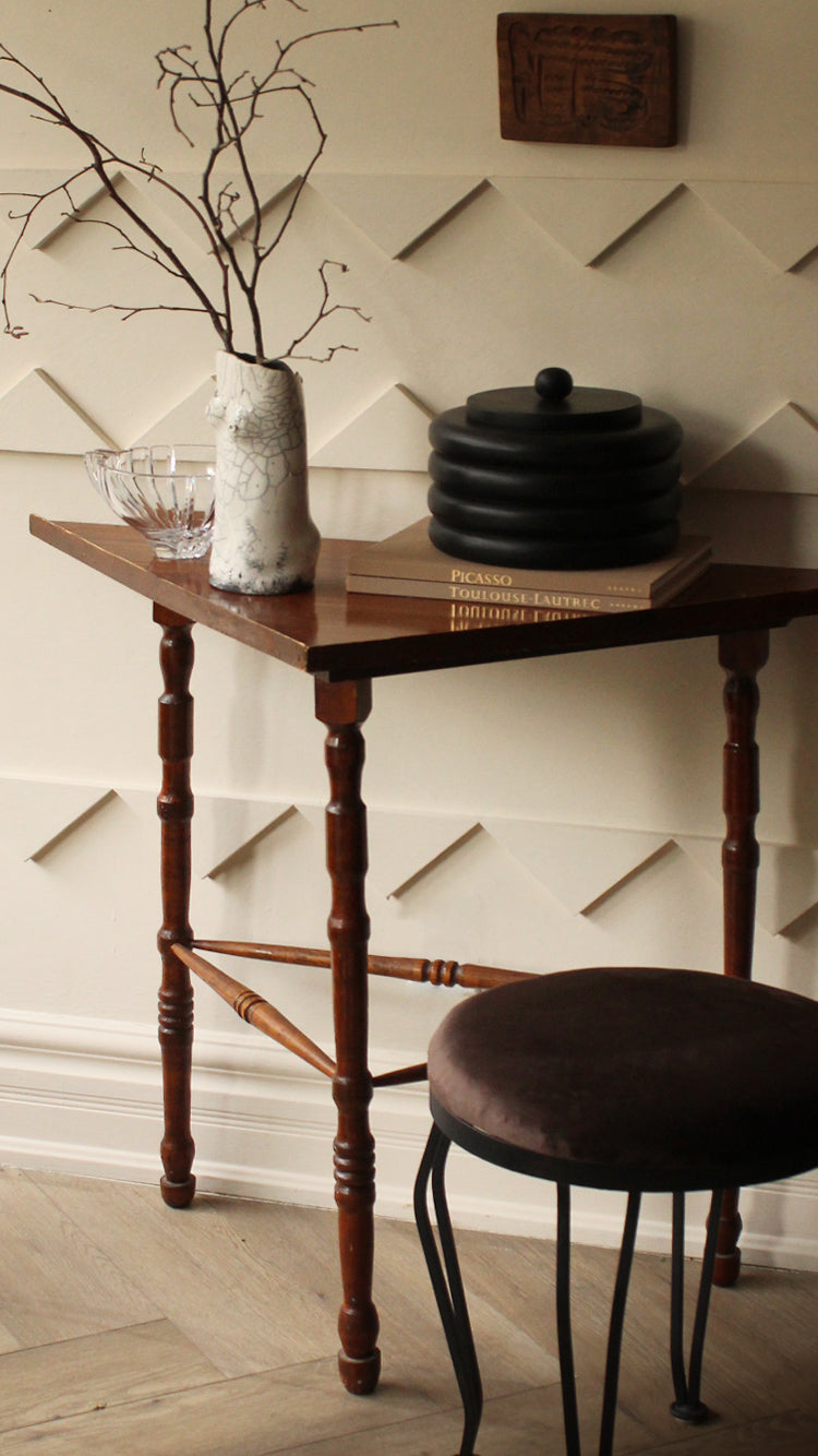 Vintage Distressed Wooden Triangular Console