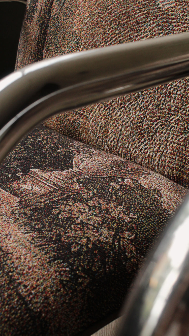 1970's Tubular Chrome Chair in Tapestry Print