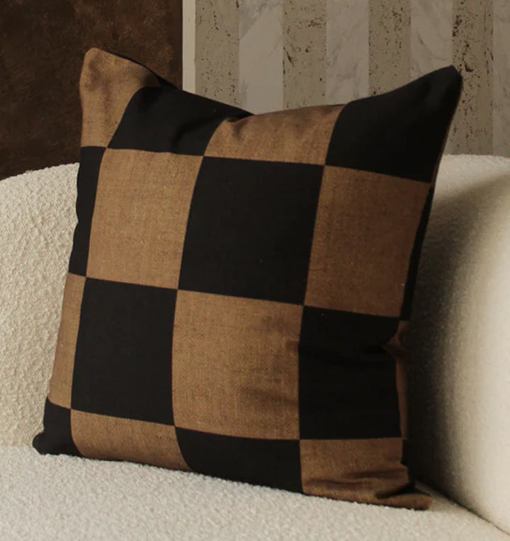 Brown Checkered Pillow Cover