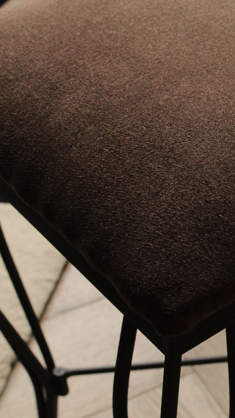 Vintage Brown Velvet Metal Bench