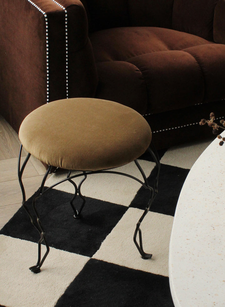 Vintage Tripod Velvet Stool