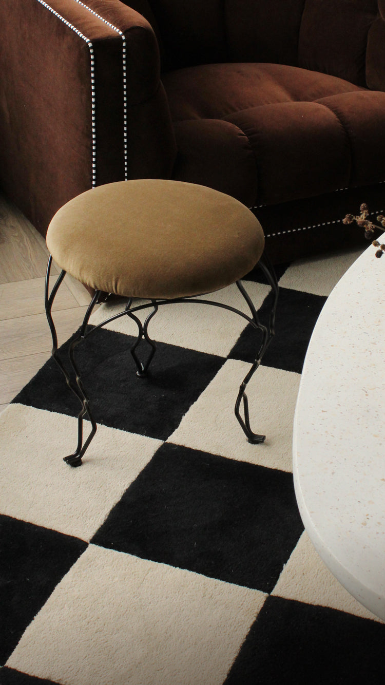 Vintage Tripod Velvet Stool