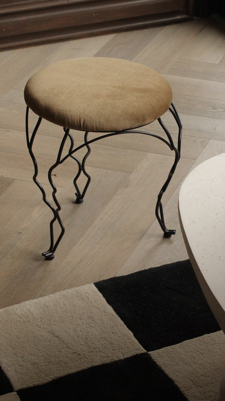 Vintage Tripod Velvet Stool