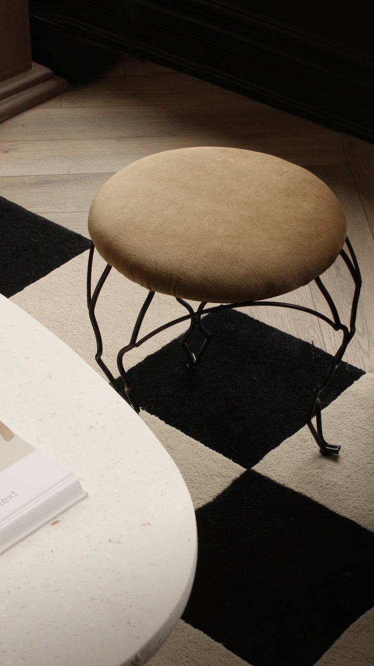 Vintage Tripod Velvet Stool