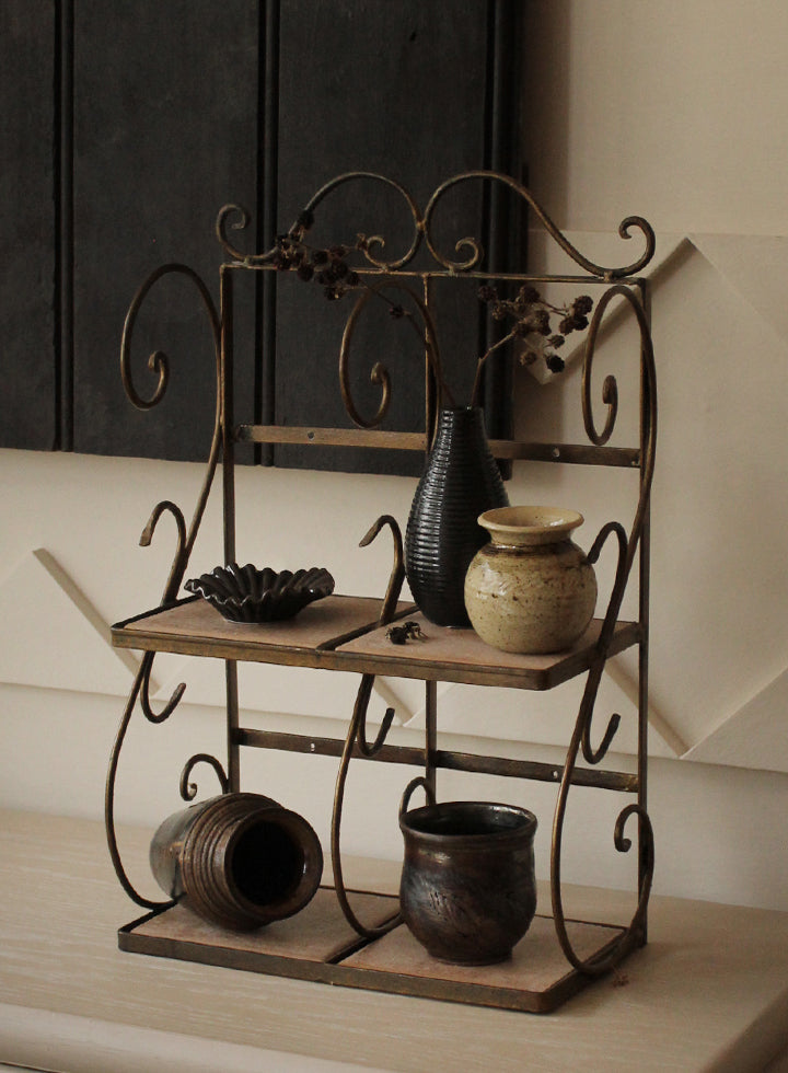 Vintage Metal & Italian Tile Shelf
