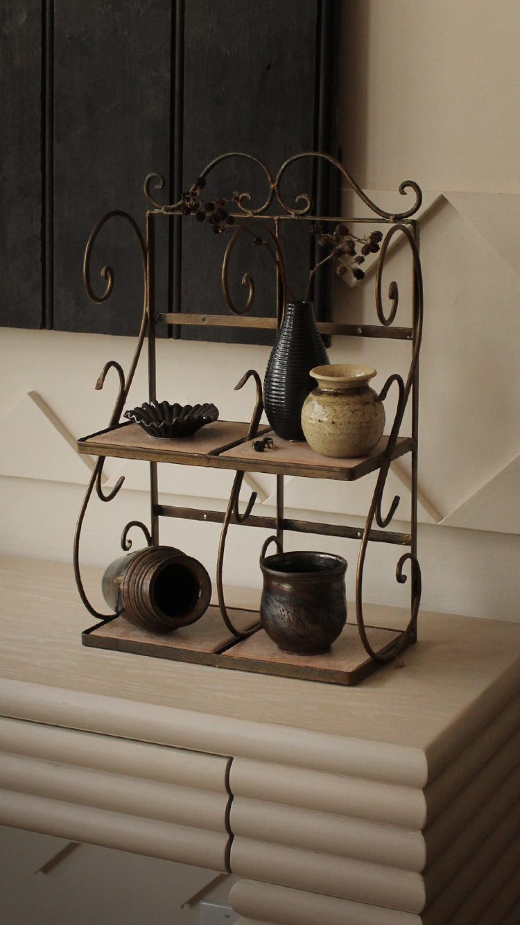 Vintage Metal & Italian Tile Shelf