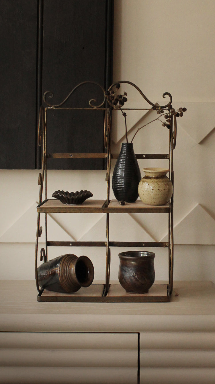 Vintage Metal & Italian Tile Shelf