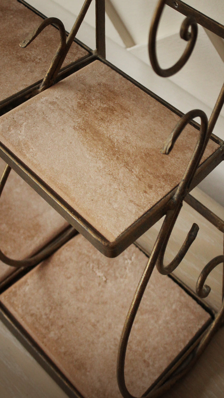 Vintage Metal & Italian Tile Shelf
