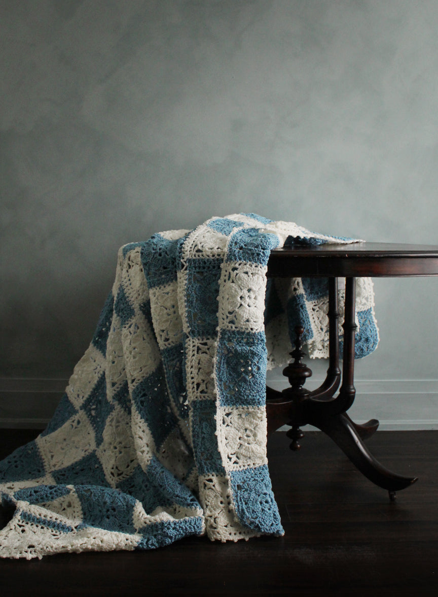 Vintage Checkered Crochet Blanket